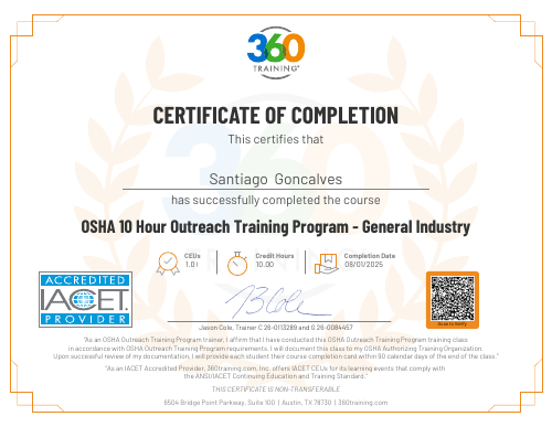 OSHA 10-Hour General Industry Outreach