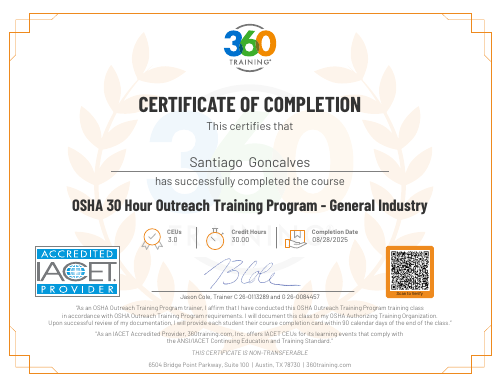 OSHA 30-Hour General Industry Outreach
