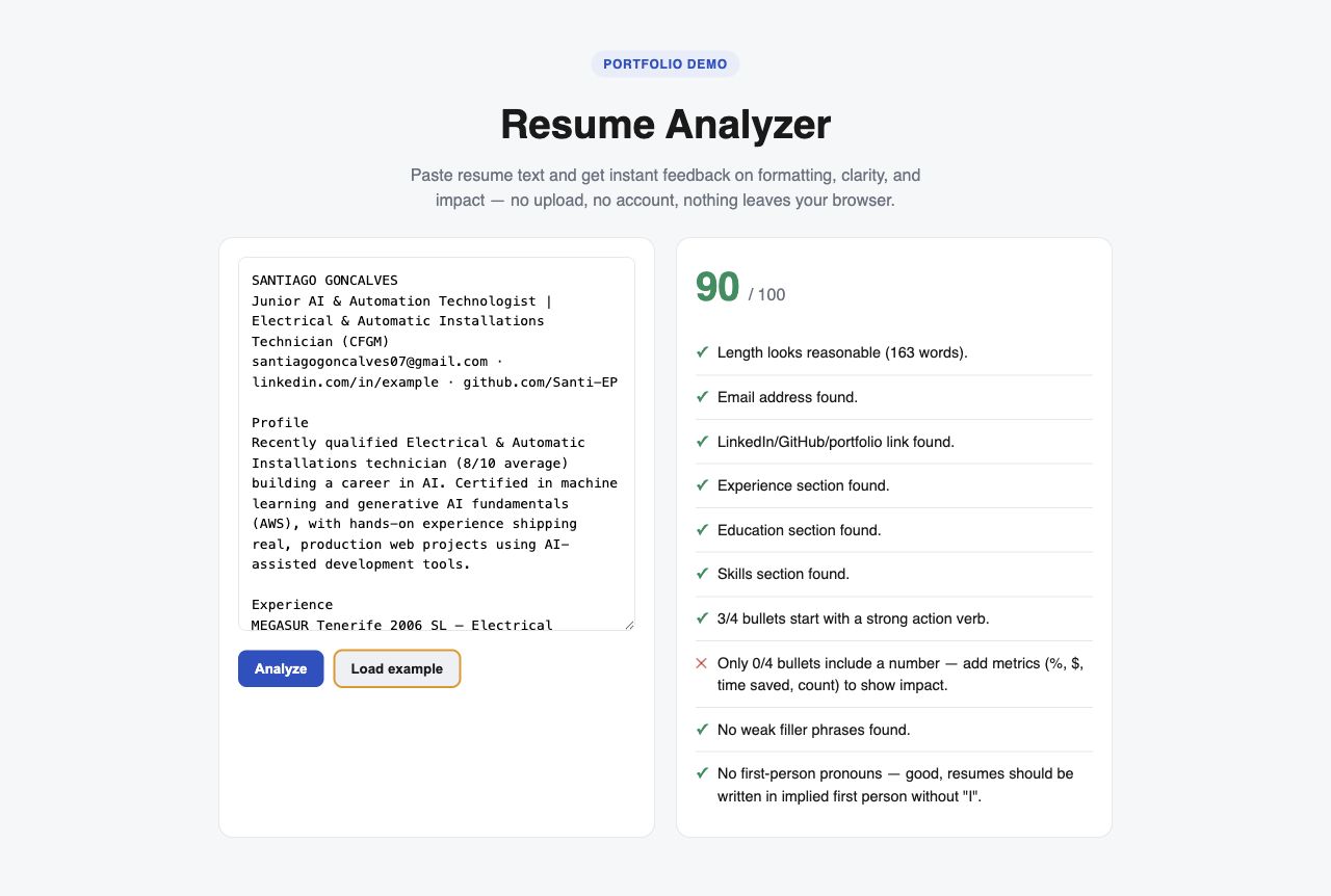 Resume Analyzer interface