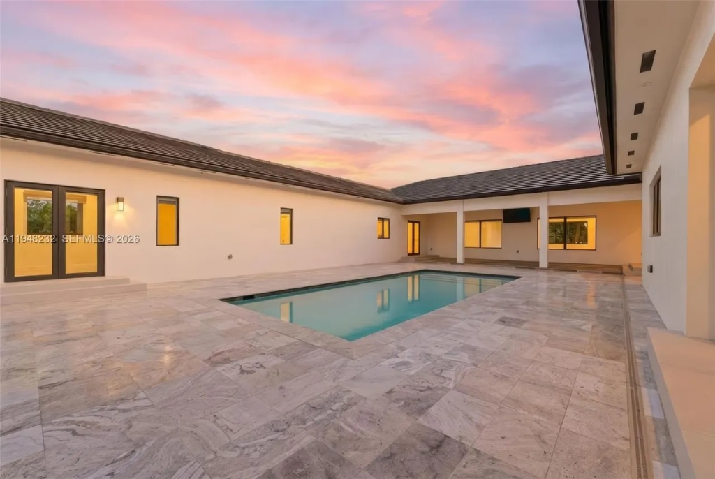 Pool terrace at sunset